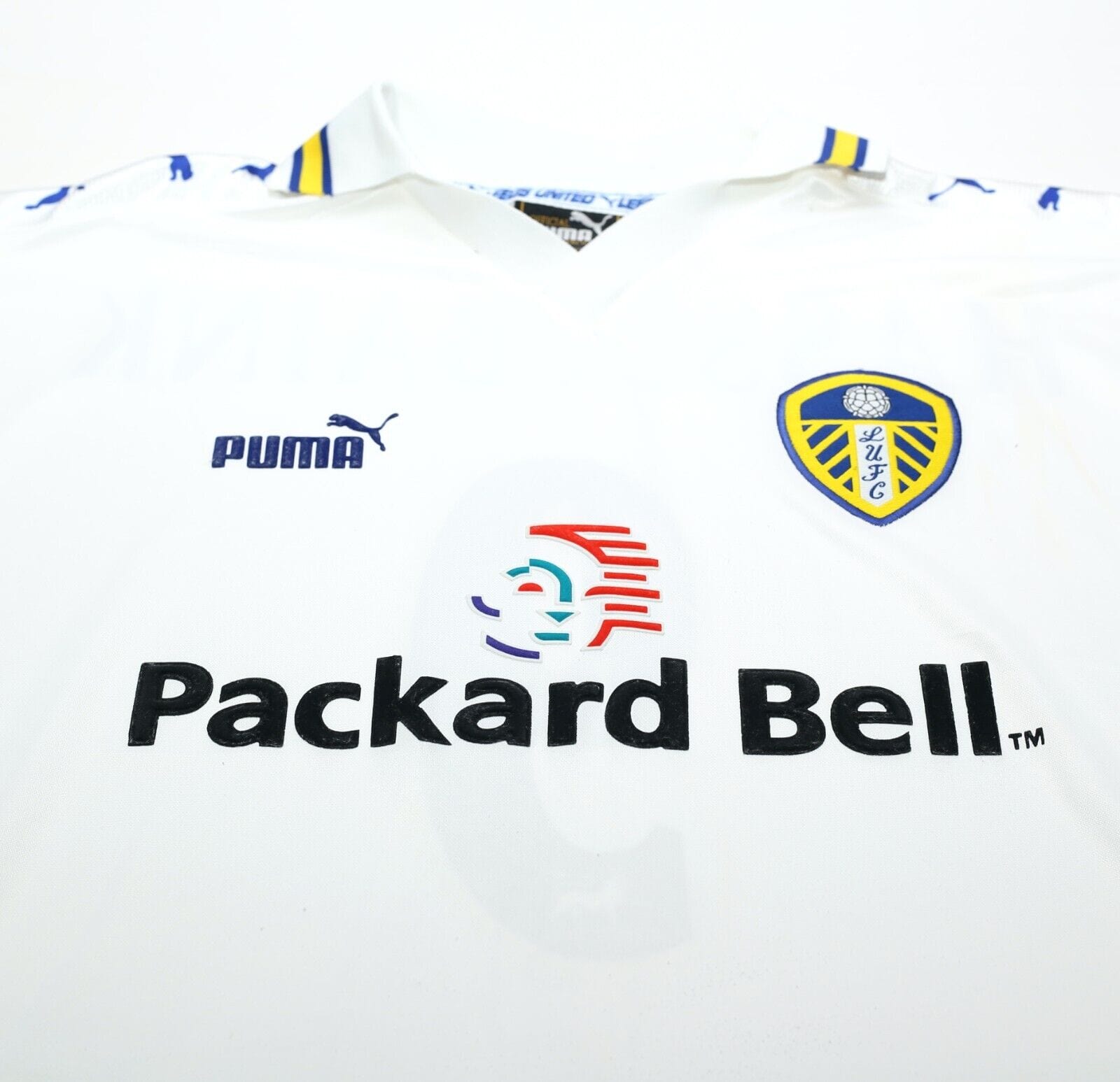 1998/00 HASSELBAINK #9 Leeds United Vintage PUMA Home Football Shirt (L)