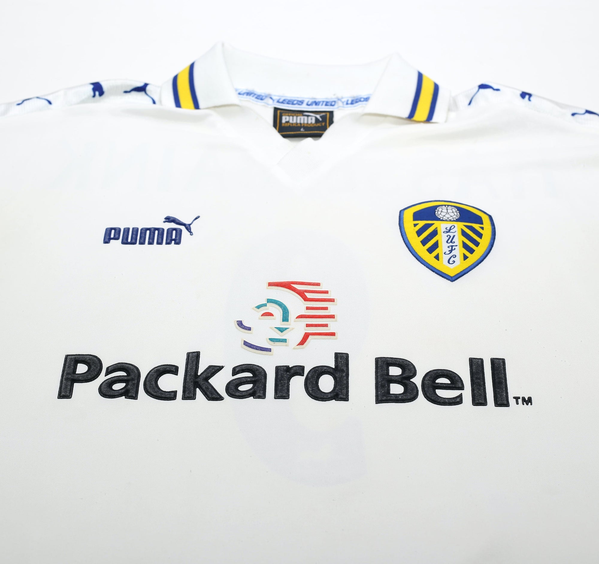 1998/00 HASSELBAINK #9 Leeds United Vintage PUMA Home Football Shirt (L)