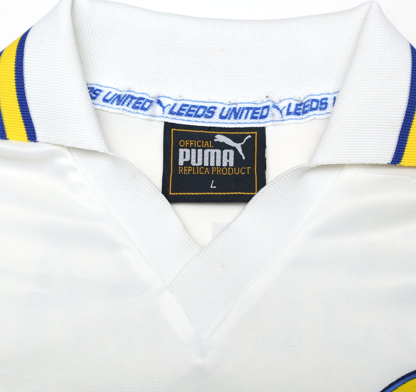 1998/00 HASSELBAINK #9 Leeds United Vintage PUMA Home Football Shirt (L)