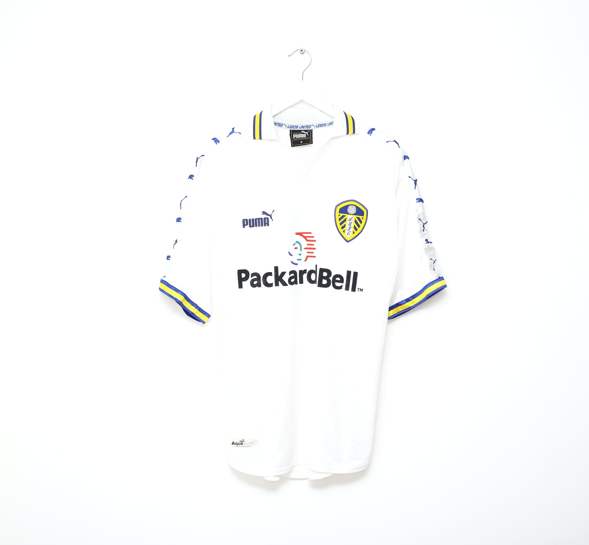 1998/00 HASSELBAINK #9 Leeds United Vintage PUMA Home Football Shirt (M)