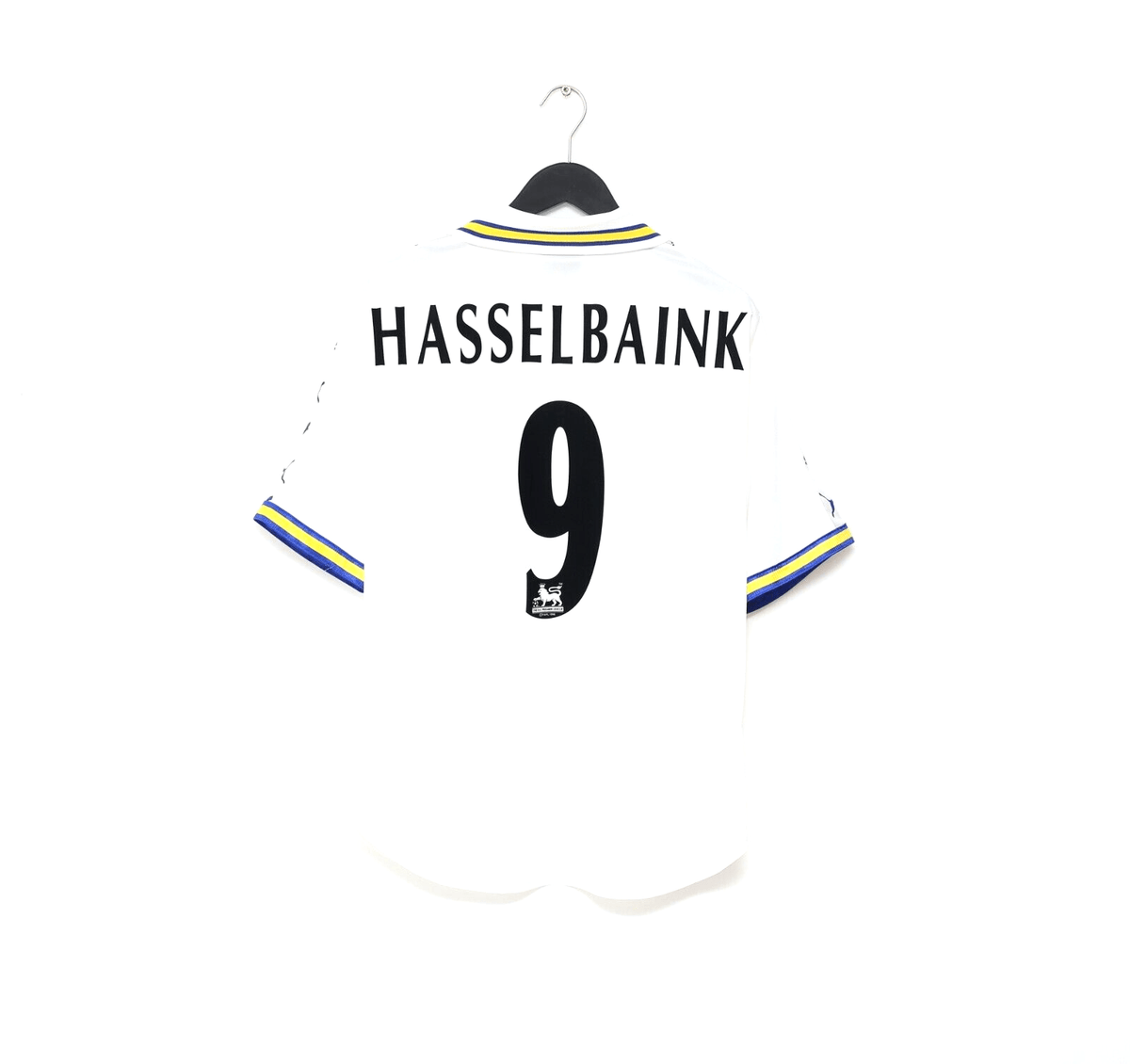 1998/00 HASSELBAINK #9 Leeds United Vintage PUMA Home Football Shirt (S)