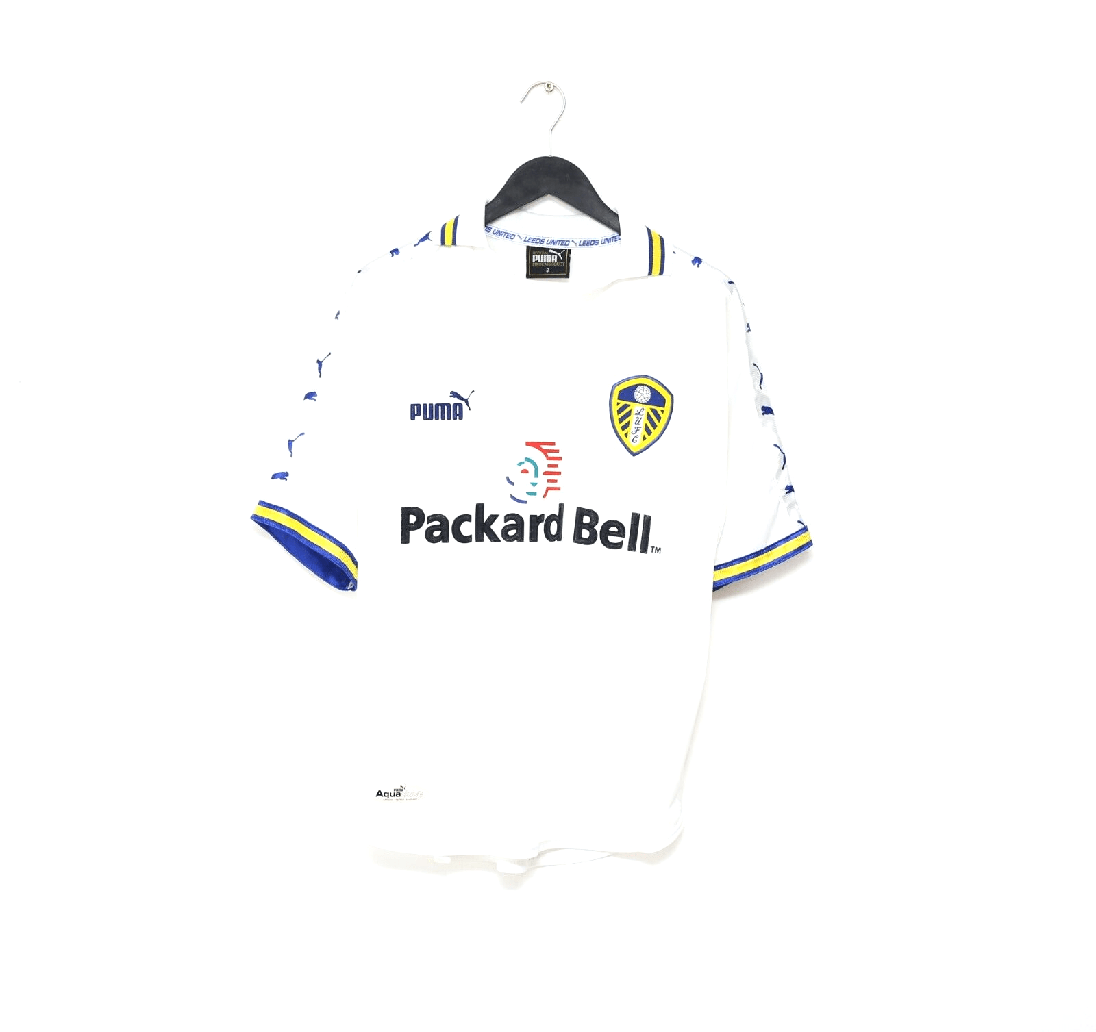 1998/00 HASSELBAINK #9 Leeds United Vintage PUMA Home Football Shirt (S)