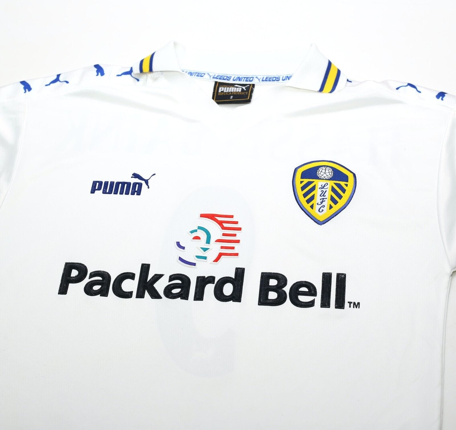 1998/00 HASSELBAINK #9 Leeds United Vintage PUMA Home Football Shirt (S)