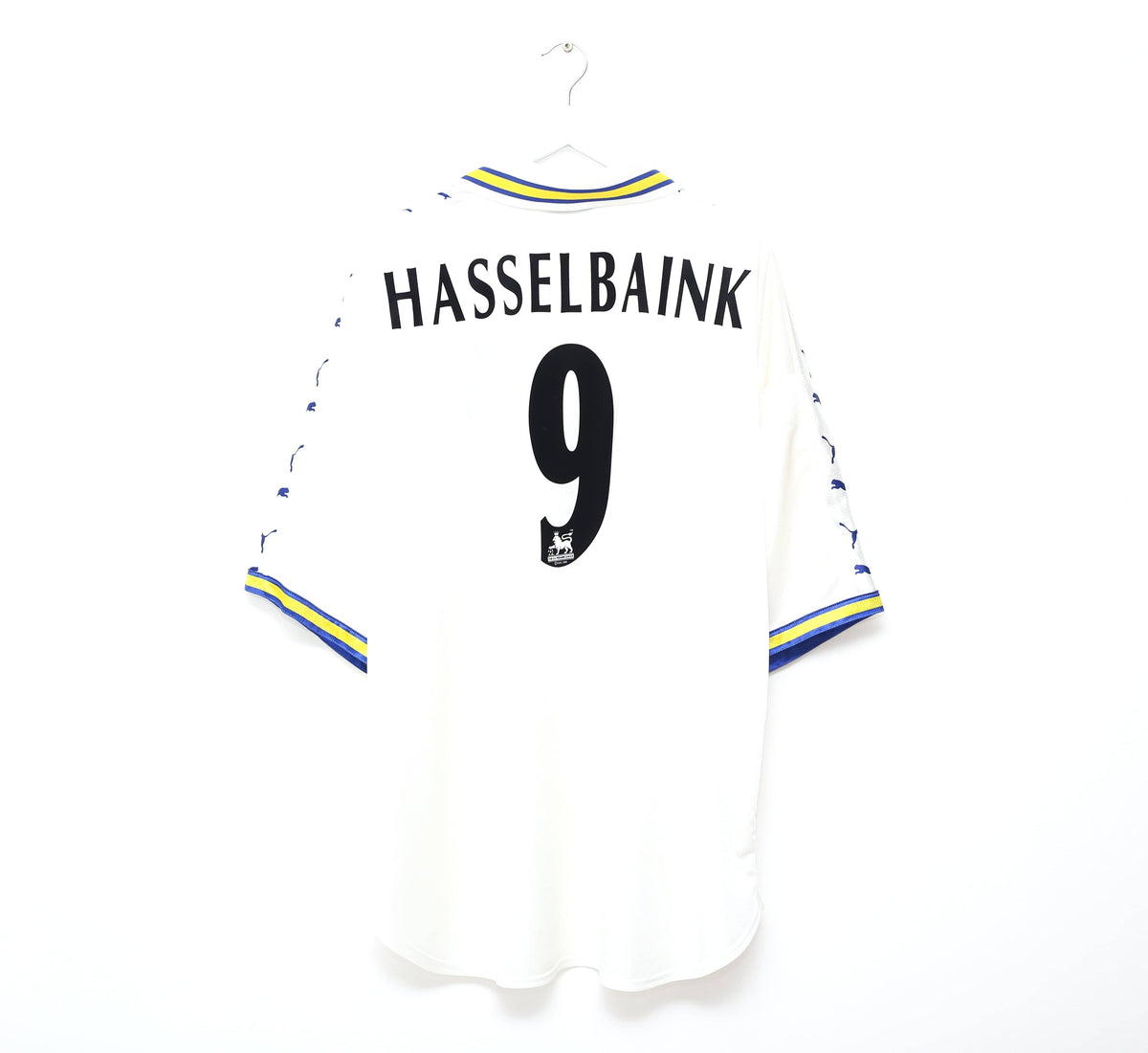 1998/00 HASSELBAINK #9 Leeds United Vintage PUMA HOME Football Shirt (XXL)