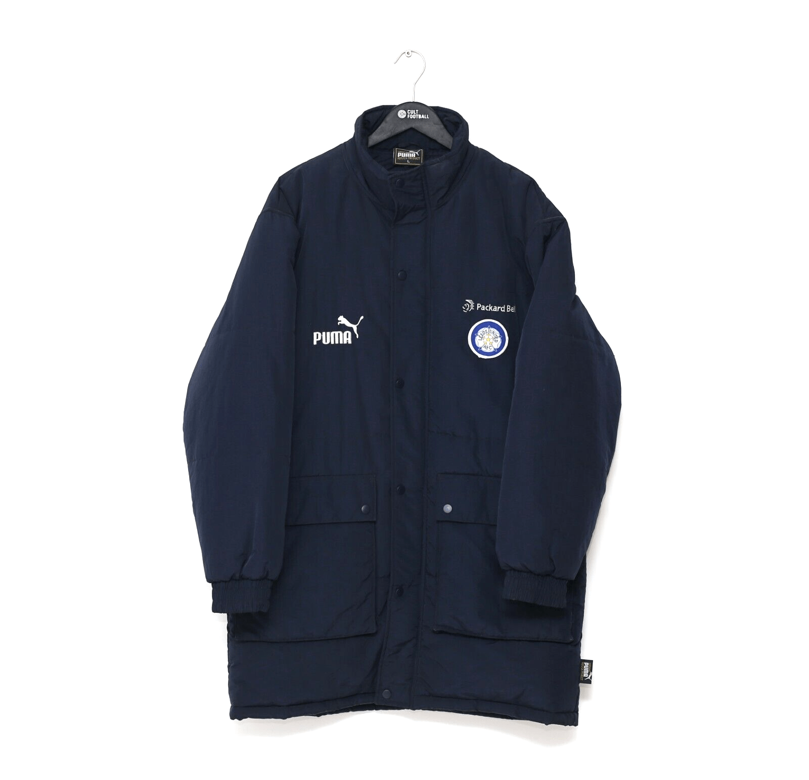 1998/00 LEEDS UNITED Vintage PUMA Football Bench Coat Puffer Jacket (L)