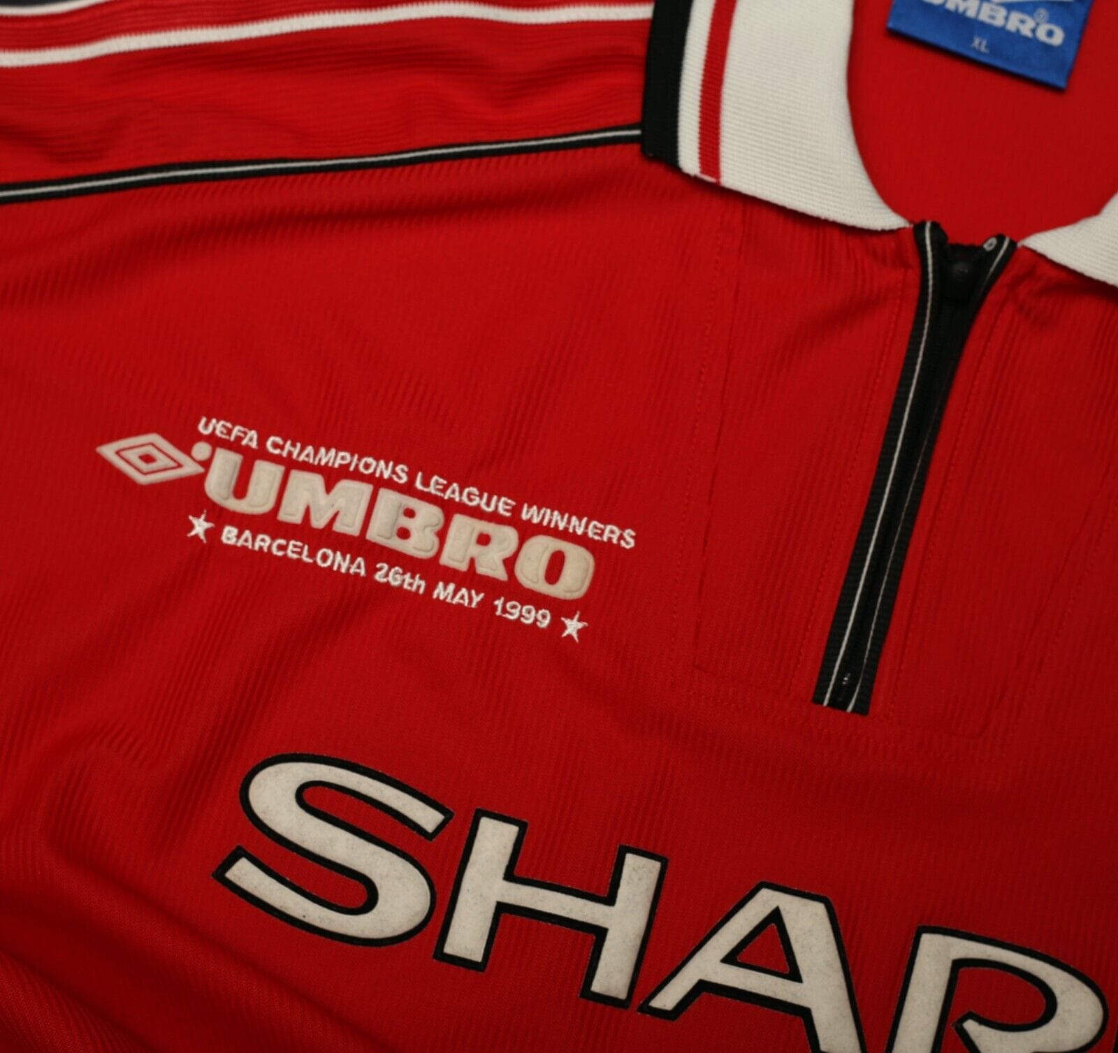 1998/00 MANCHESTER UNITED Vintage Umbro 'CL Winners" Home Football Shirt (XL)