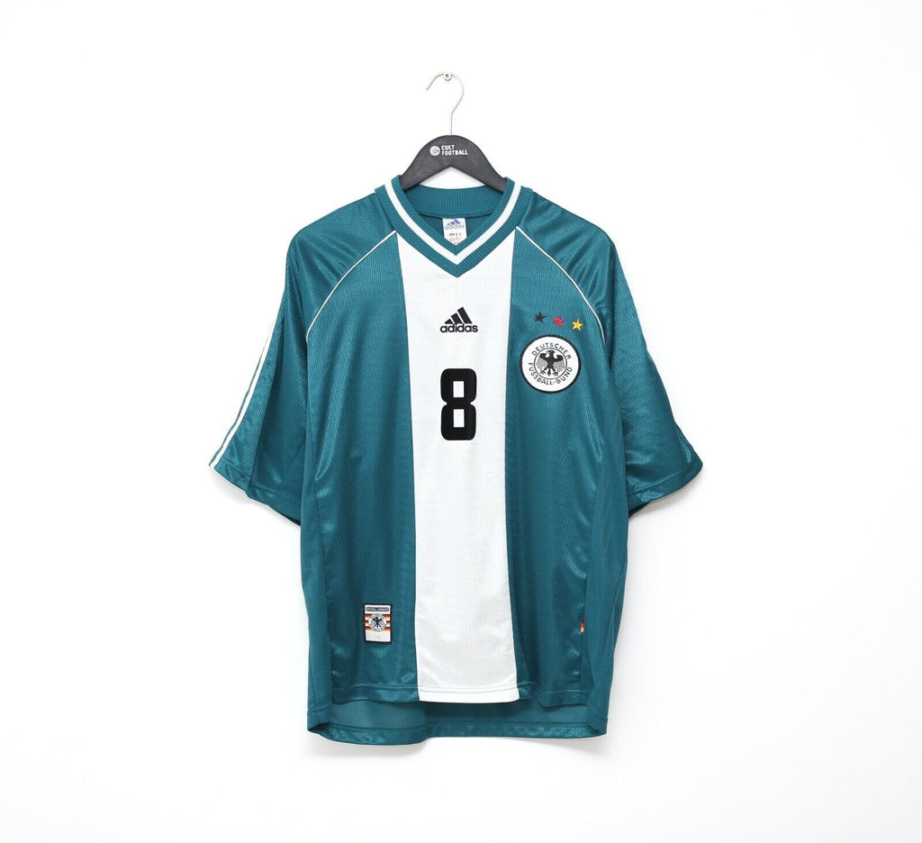1998/00 MATTHAUS #8 Germany Vintage adidas Away Football Shirt (L) WC 98