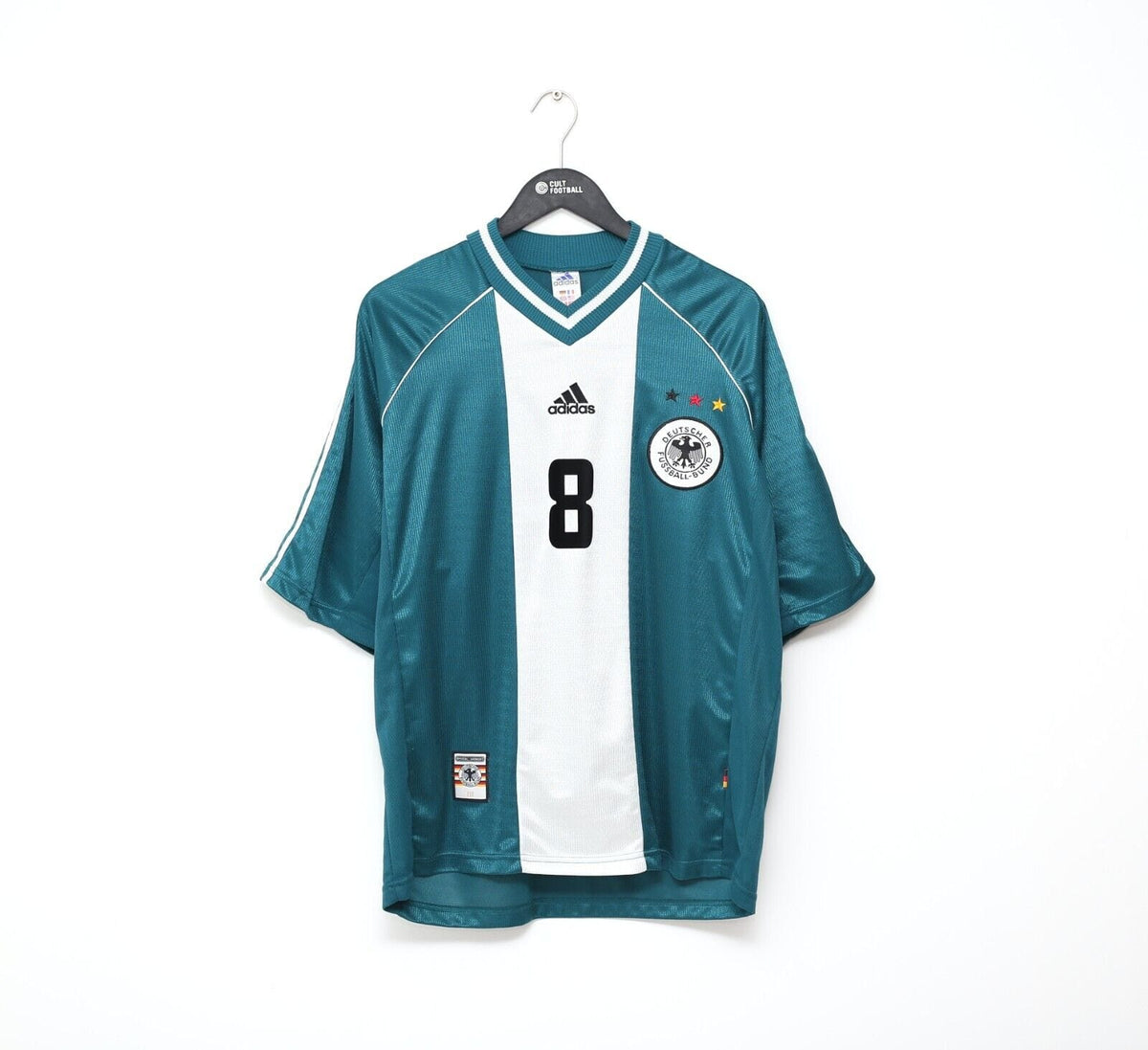 1998/00 MATTHAUS #8 Germany Vintage adidas Away Football Shirt (L) WC 98
