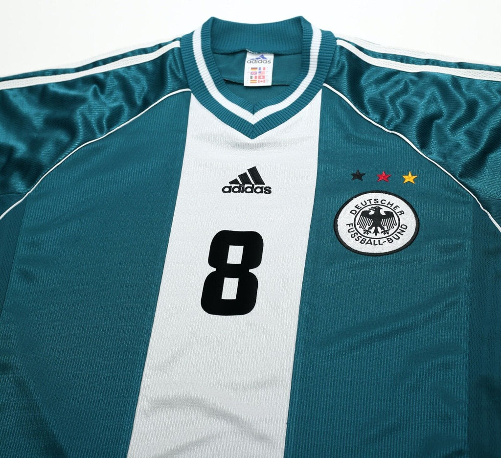 1998/00 MATTHAUS #8 Germany Vintage adidas Away Football Shirt (L) WC 98