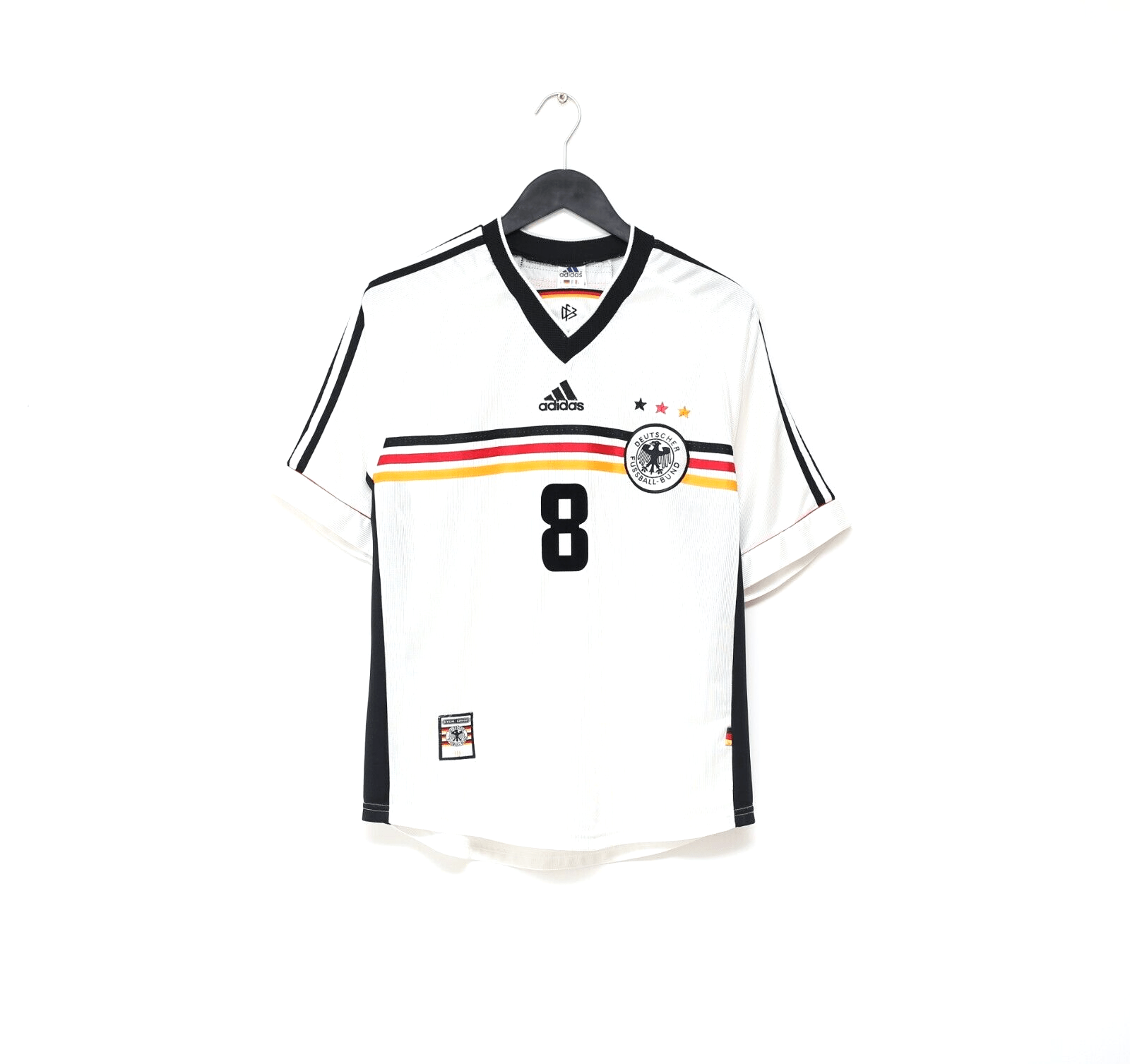 1998/00 MATTHAUS #8 Germany Vintage adidas Home Football Shirt (M) WC 98