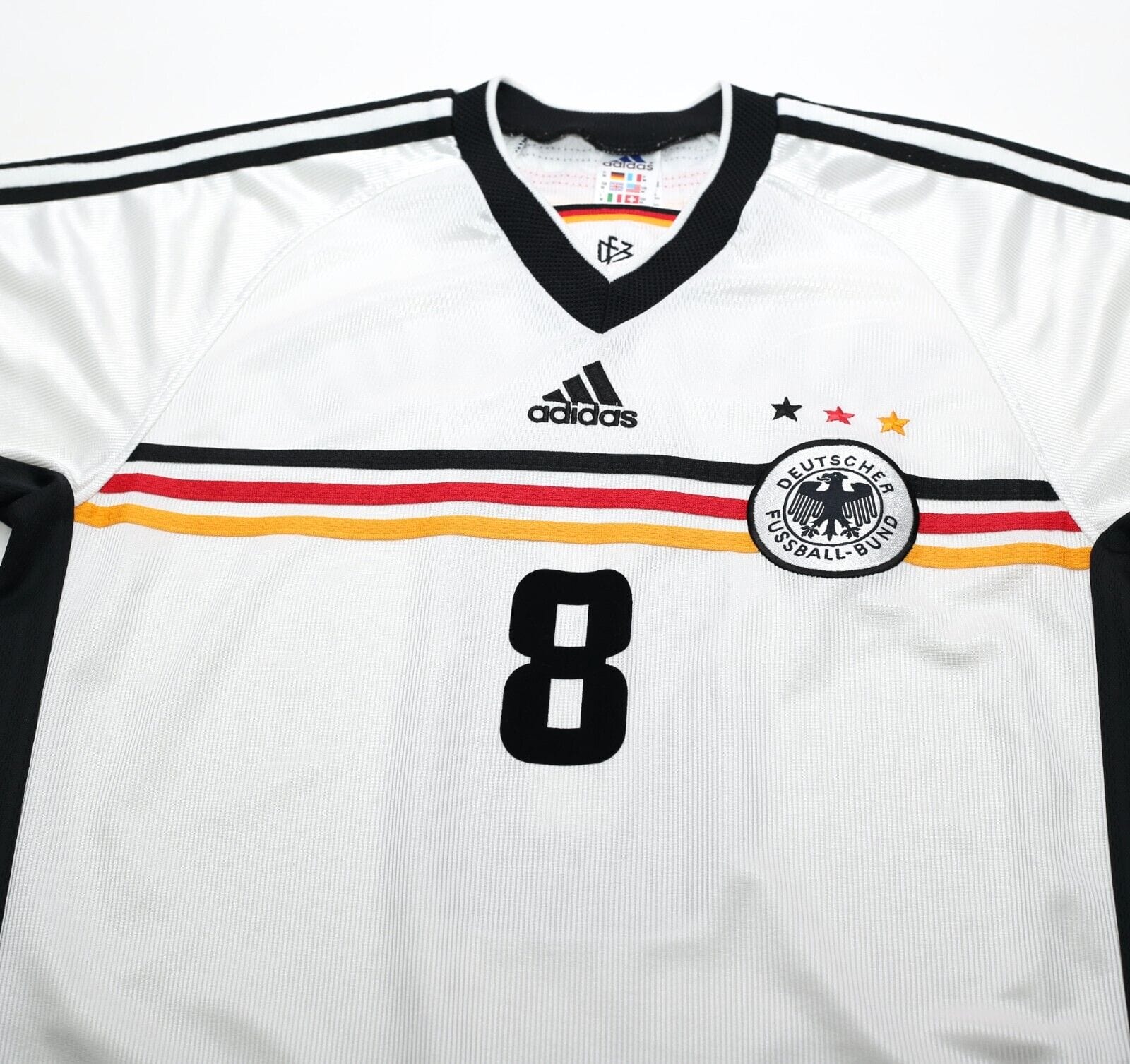 1998/00 MATTHAUS #8 Germany Vintage adidas Home Football Shirt (M) WC 98