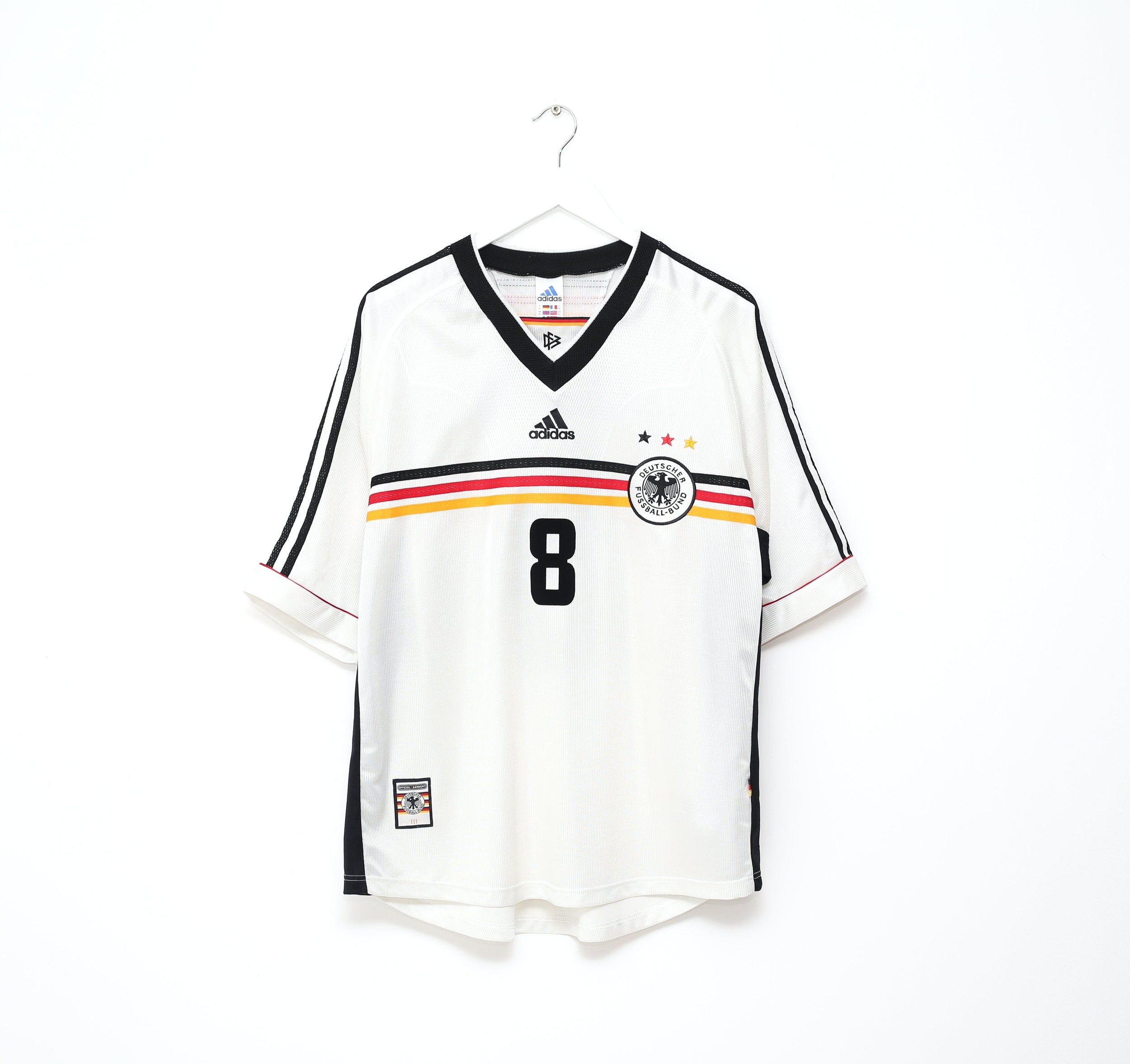 1998/00 MATTHAUS #8 Germany Vintage adidas Home Football Shirt (XL) WC 98