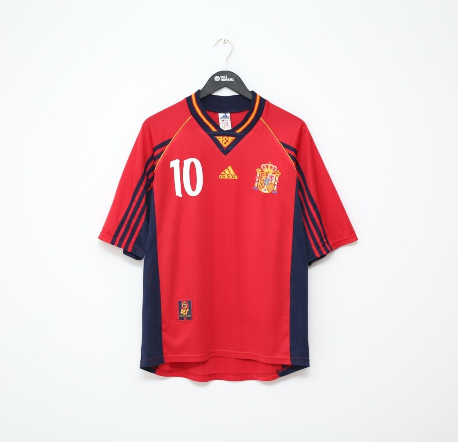 1998/00 RAUL #10 Spain Vintage adidas Home Football Shirt (L) World Cup 98