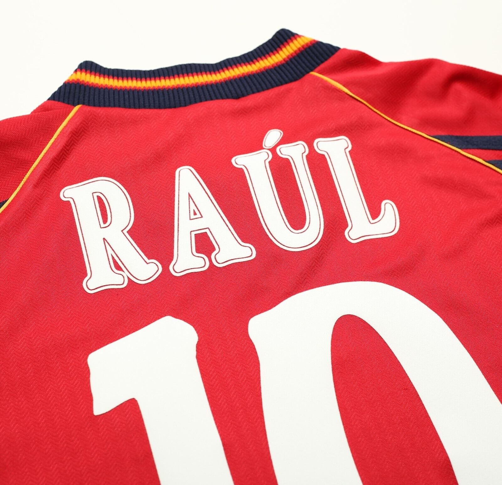 1998/00 RAUL #10 Spain Vintage adidas Home Football Shirt (L) World Cup 98