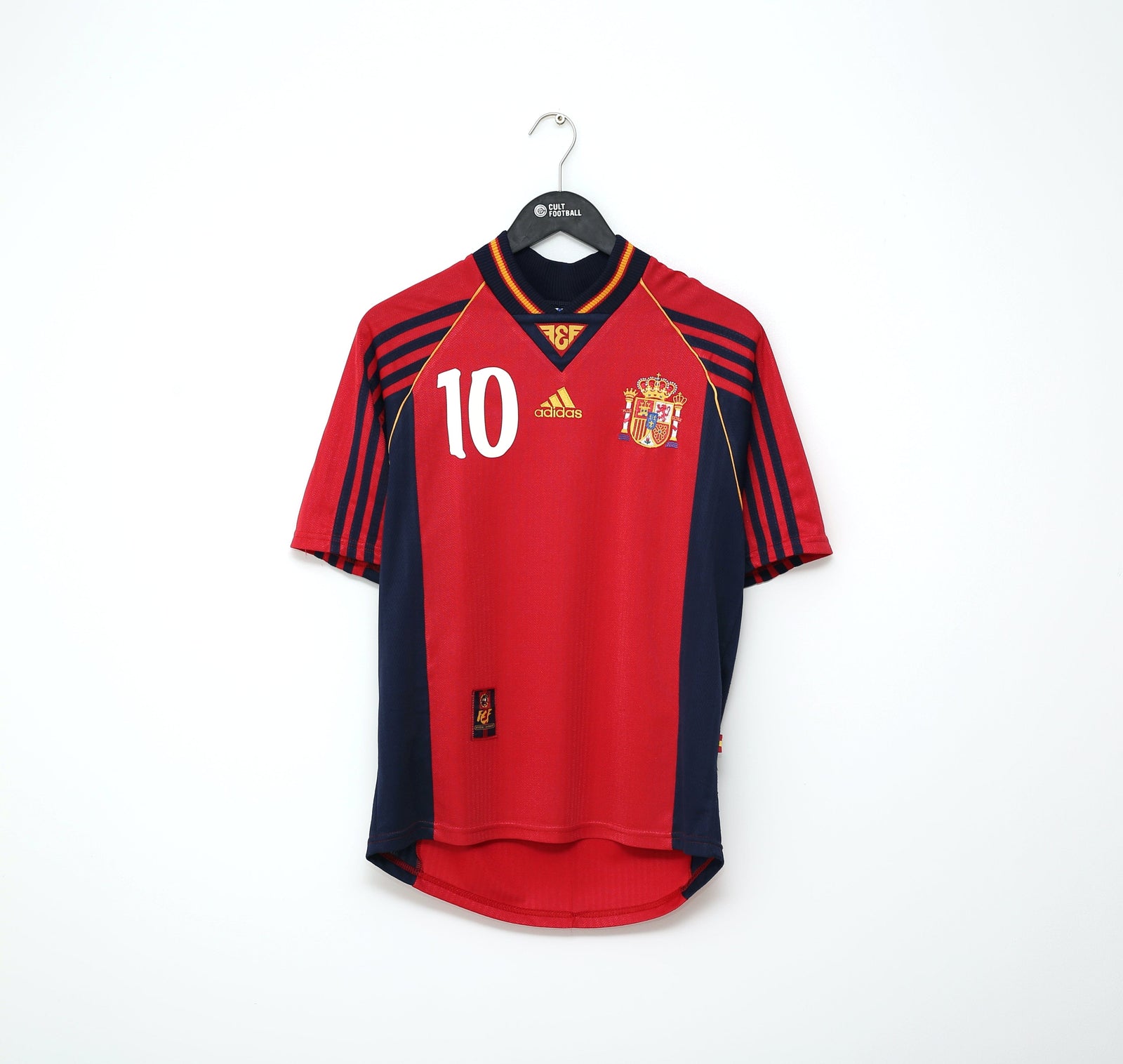 1998/00 RAUL #10 Spain Vintage adidas Home Football Shirt (S) World Cup 98