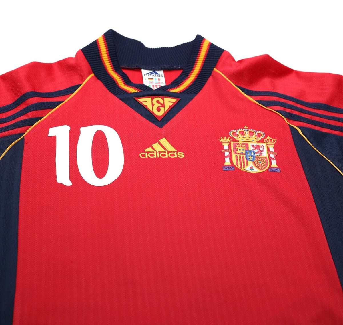 1998/00 RAUL #10 Spain Vintage adidas Home Football Shirt (S) World Cup 98