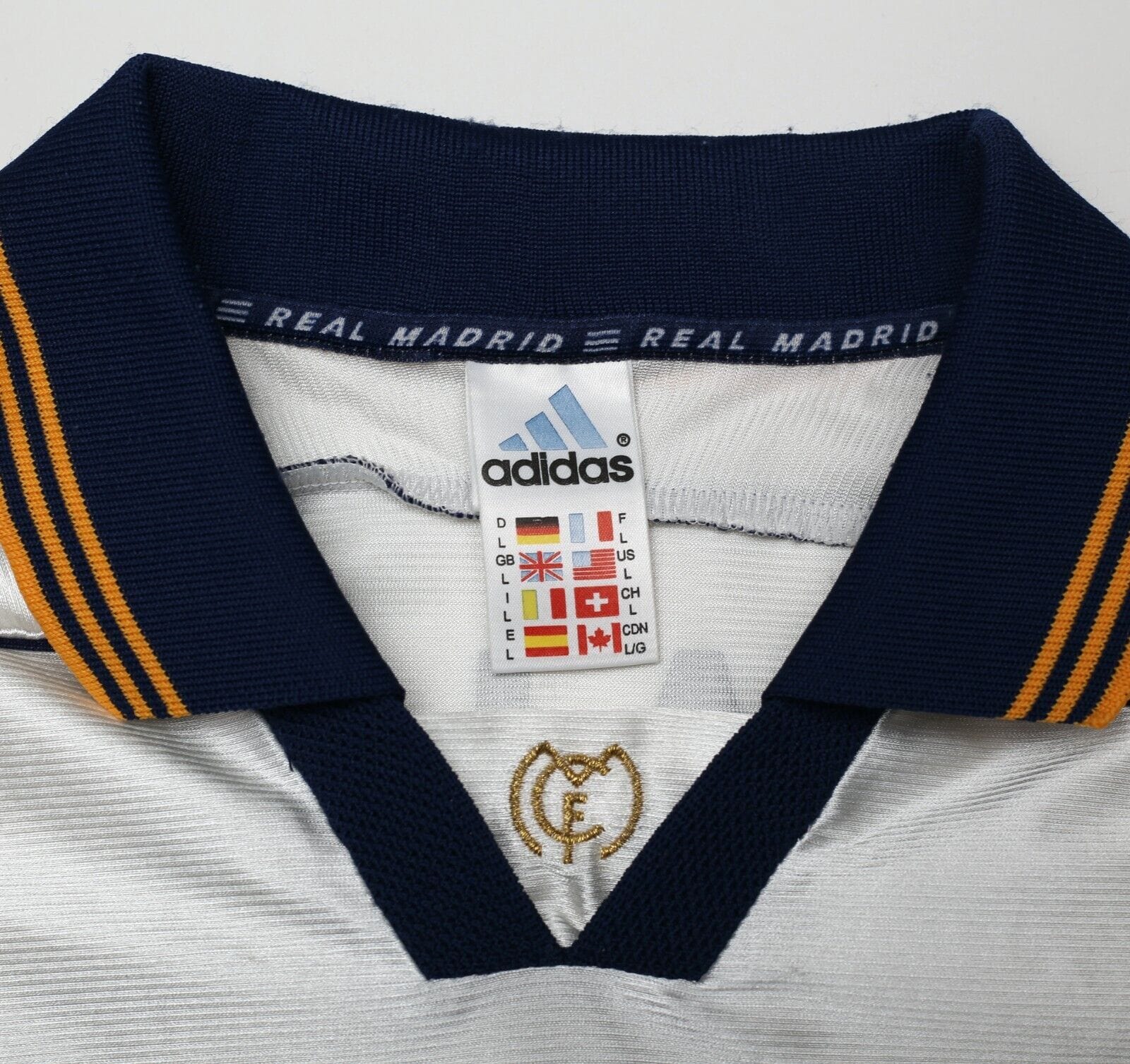 1998/00 RAUL #7 Real Madrid Vintage adidas Home Football Shirt (L)