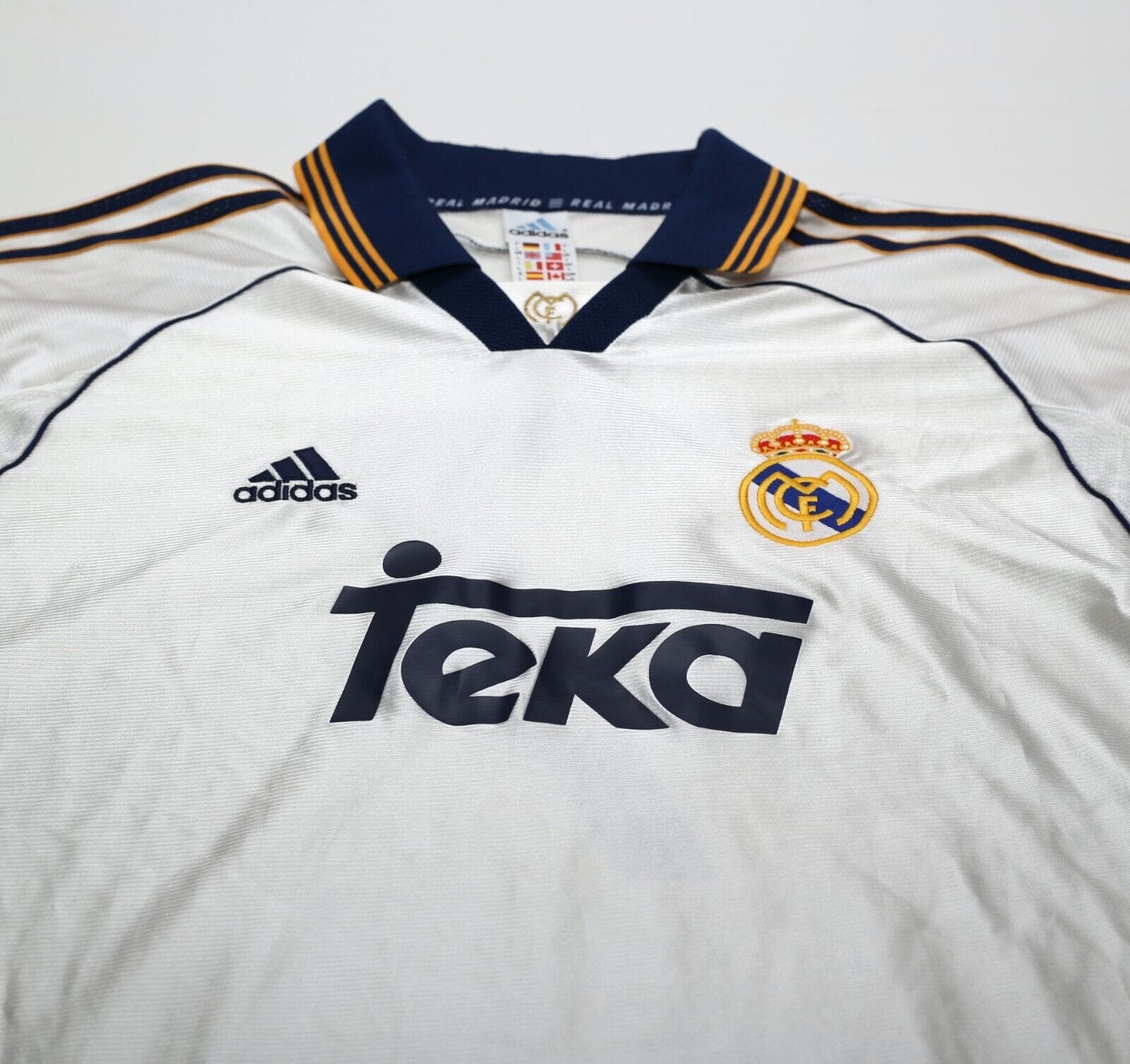 1998/00 RAUL #7 Real Madrid Vintage adidas Home Football Shirt (L)