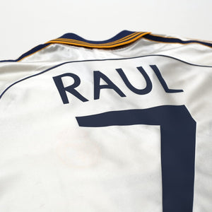 1998/00 RAUL #7 Real Madrid Vintage adidas Home Football Shirt (M)