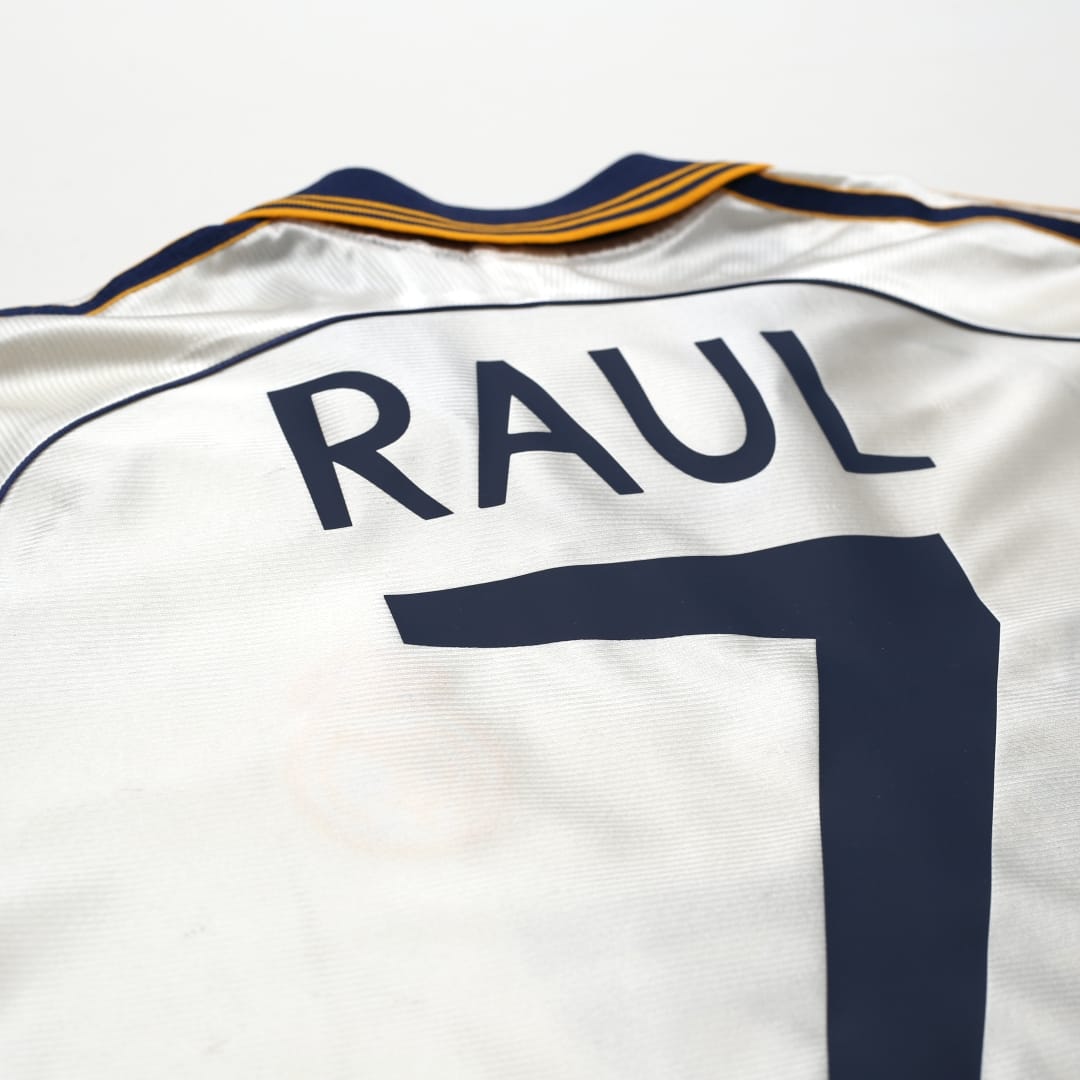 1998/00 RAUL #7 Real Madrid Vintage adidas Home Football Shirt (M)