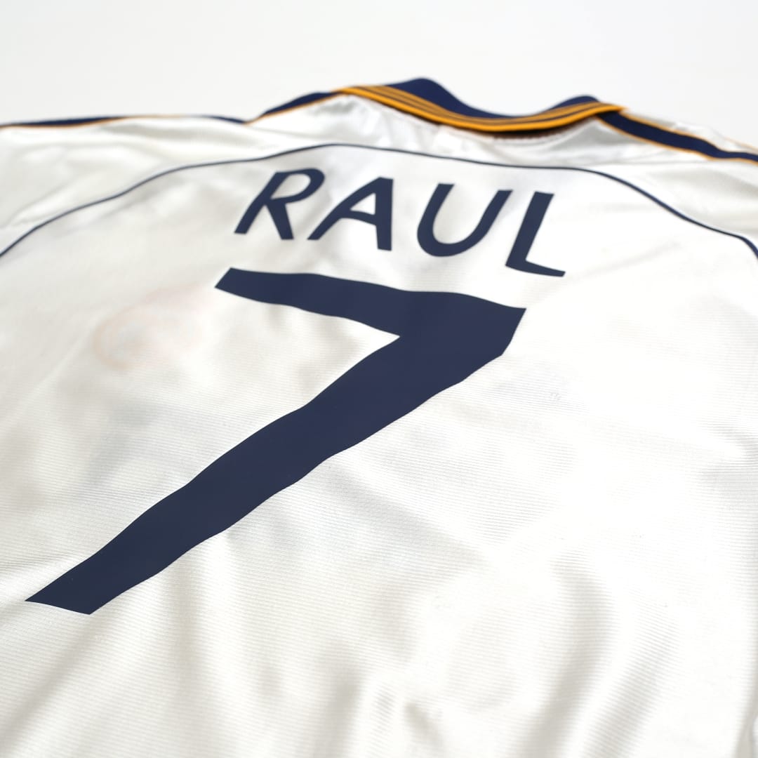 1998/00 RAUL #7 Real Madrid Vintage adidas Home Football Shirt (M)