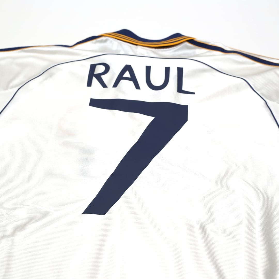 1998/00 RAUL #7 Real Madrid Vintage adidas Home Football Shirt (M)