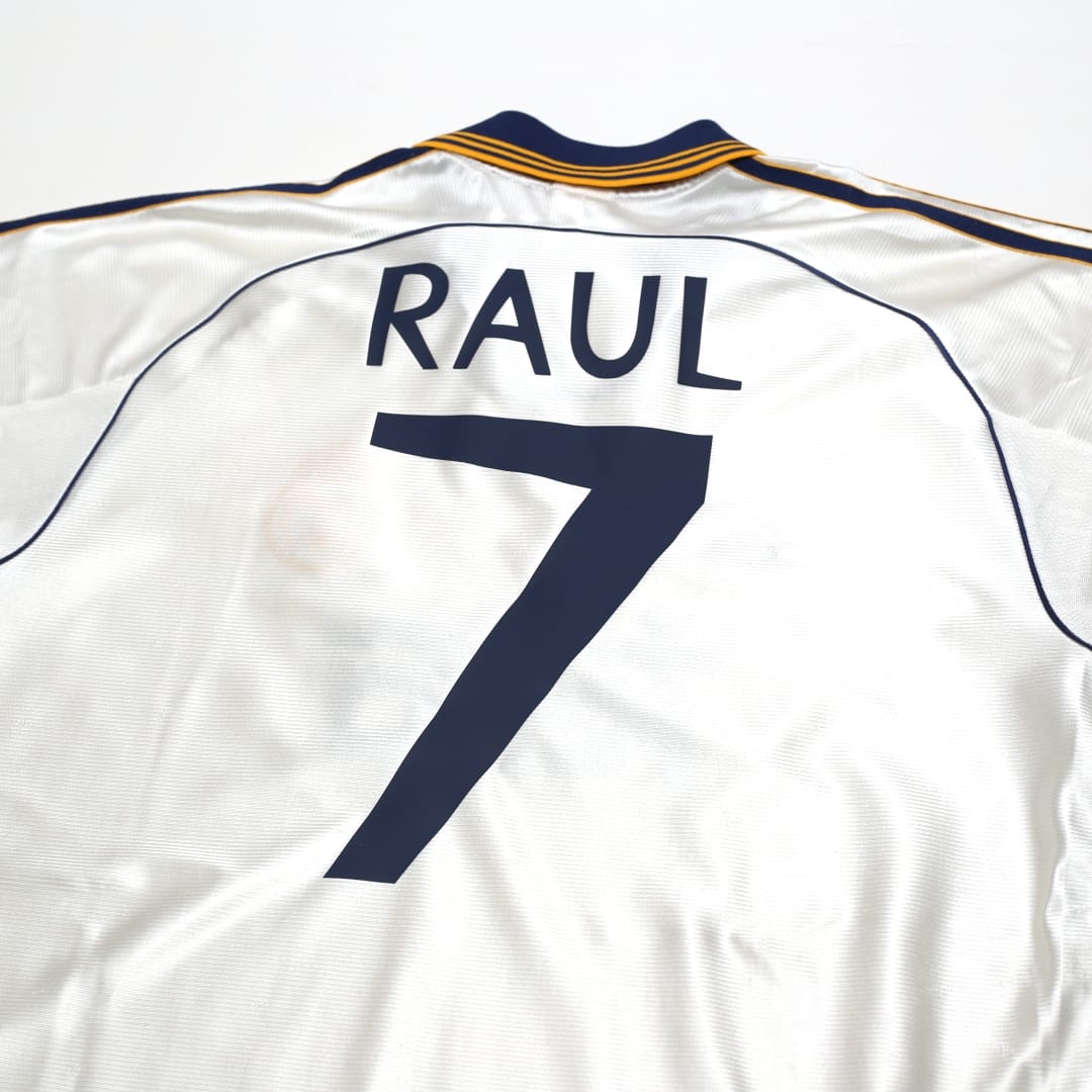 1998/00 RAUL #7 Real Madrid Vintage adidas Home Football Shirt (M)