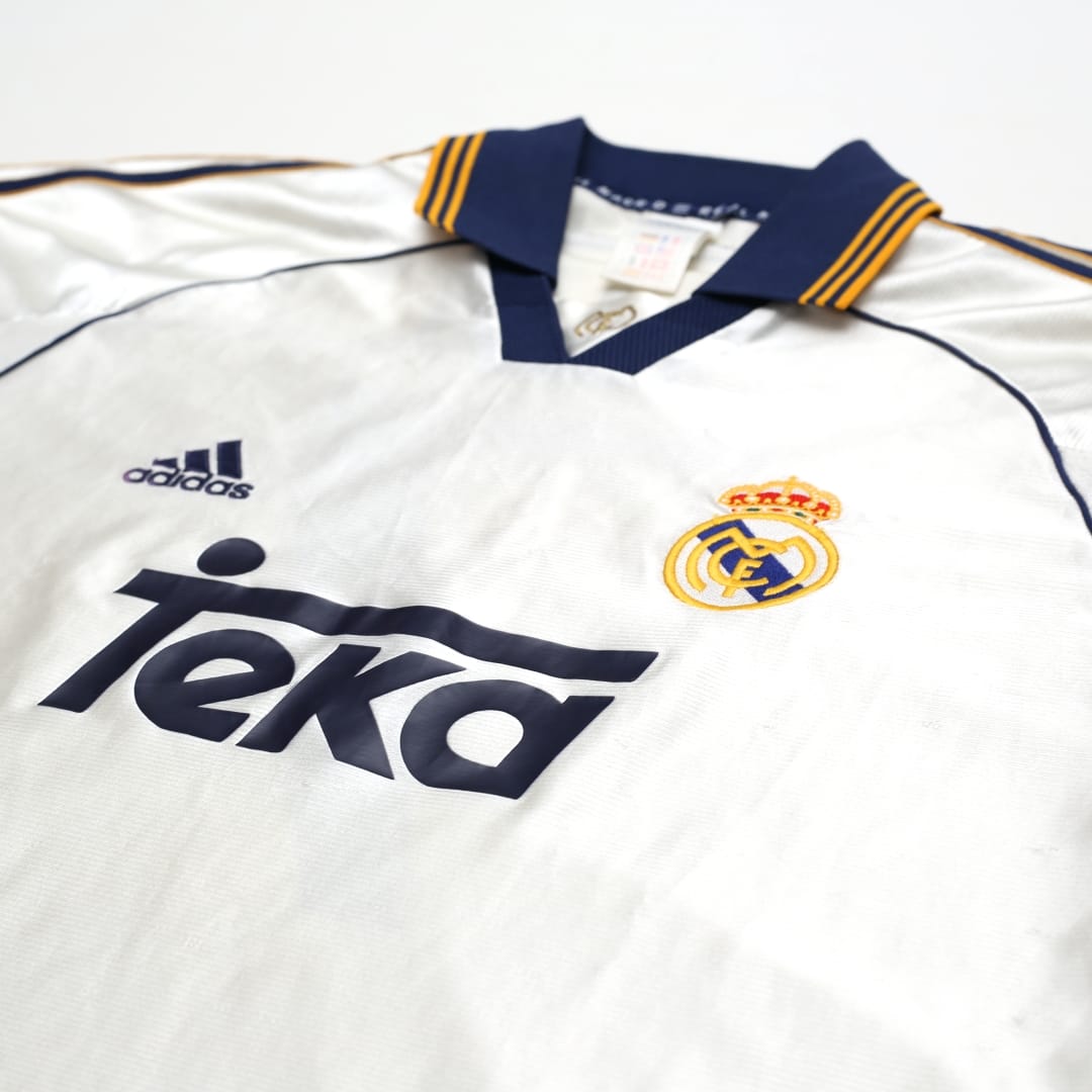 1998/00 RAUL #7 Real Madrid Vintage adidas Home Football Shirt (M)