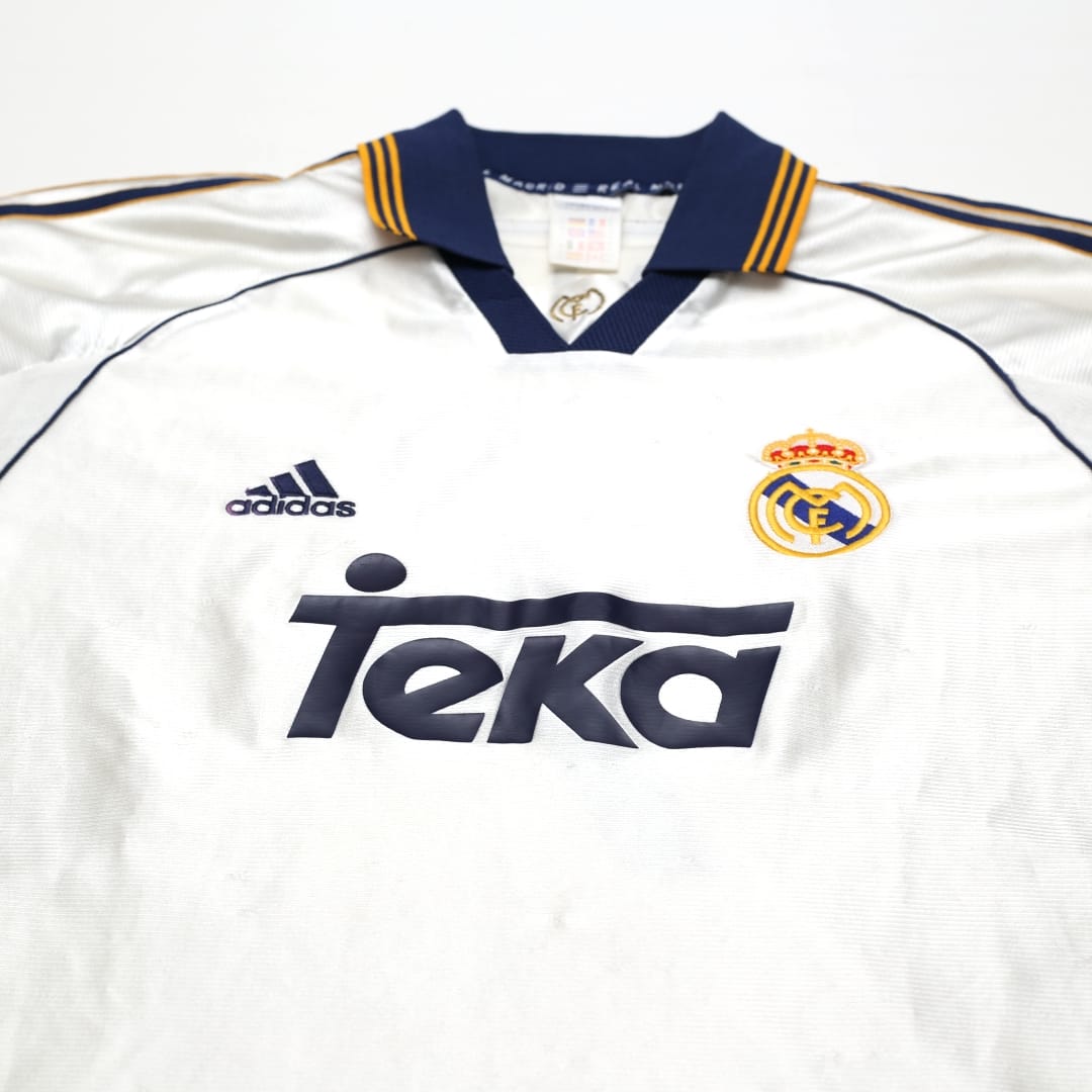 1998/00 RAUL #7 Real Madrid Vintage adidas Home Football Shirt (M)