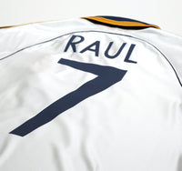 1998/00 RAUL #7 Real Madrid Vintage Retro adidas Home Football Shirt (M)