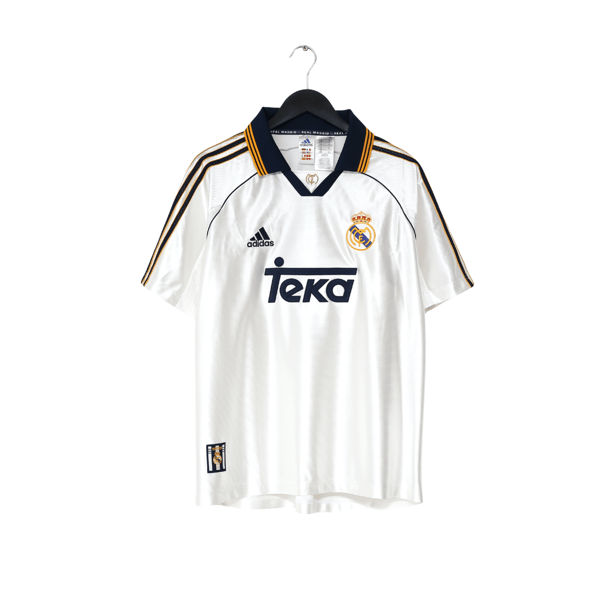 1998/00 RAUL #7 Real Madrid Vintage Retro adidas Home Football Shirt (M)