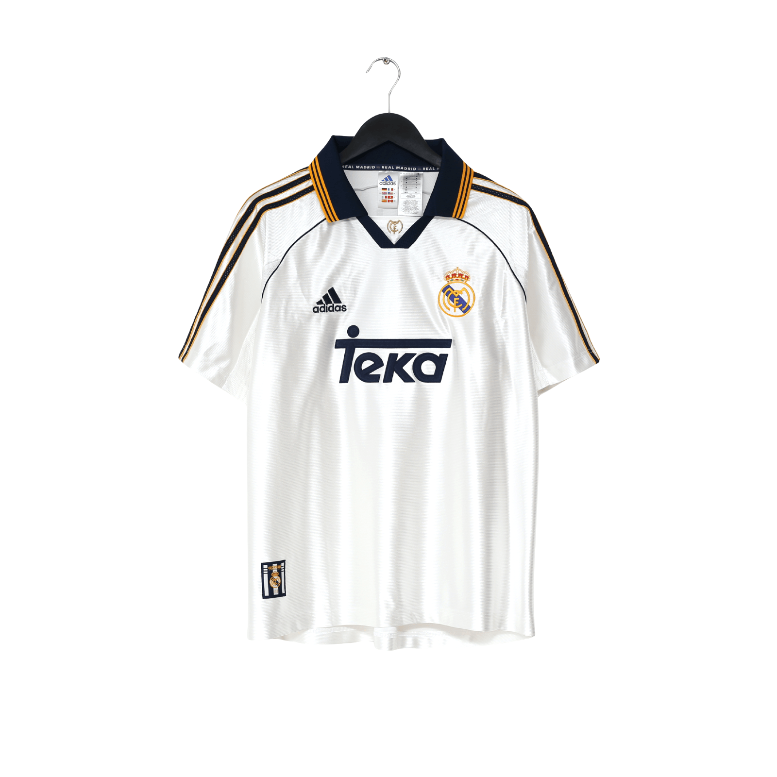1998/00 RAUL #7 Real Madrid Vintage Retro adidas Home Football Shirt (M)