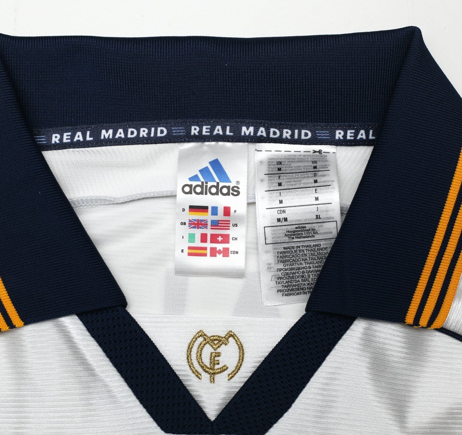 1998/00 RAUL #7 Real Madrid Vintage Retro adidas Home Football Shirt (M)