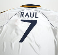 1998/00 RAUL #7 Real Madrid Vintage Retro adidas Home Football Shirt (M)