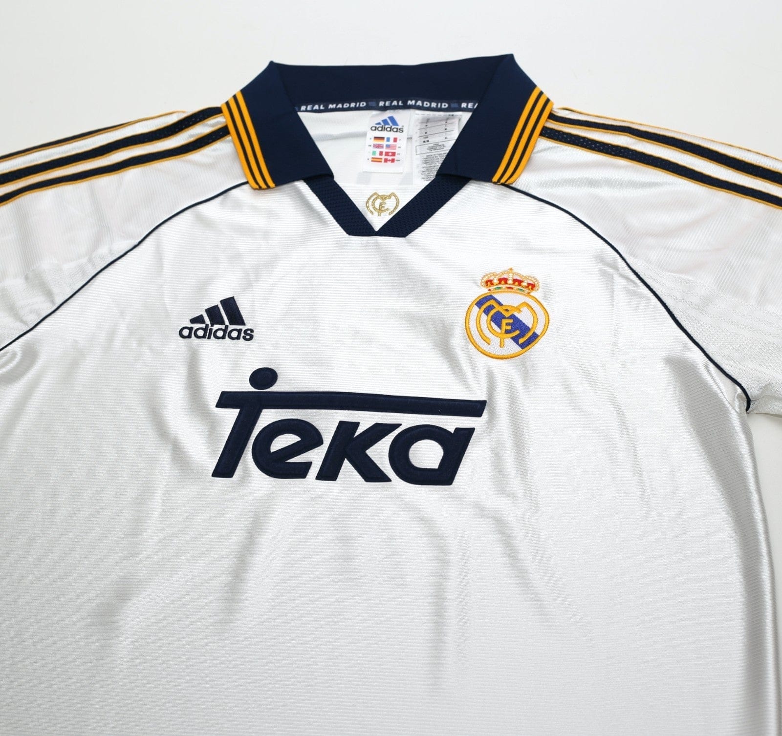 1998/00 RAUL #7 Real Madrid Vintage Retro adidas Home Football Shirt (M)