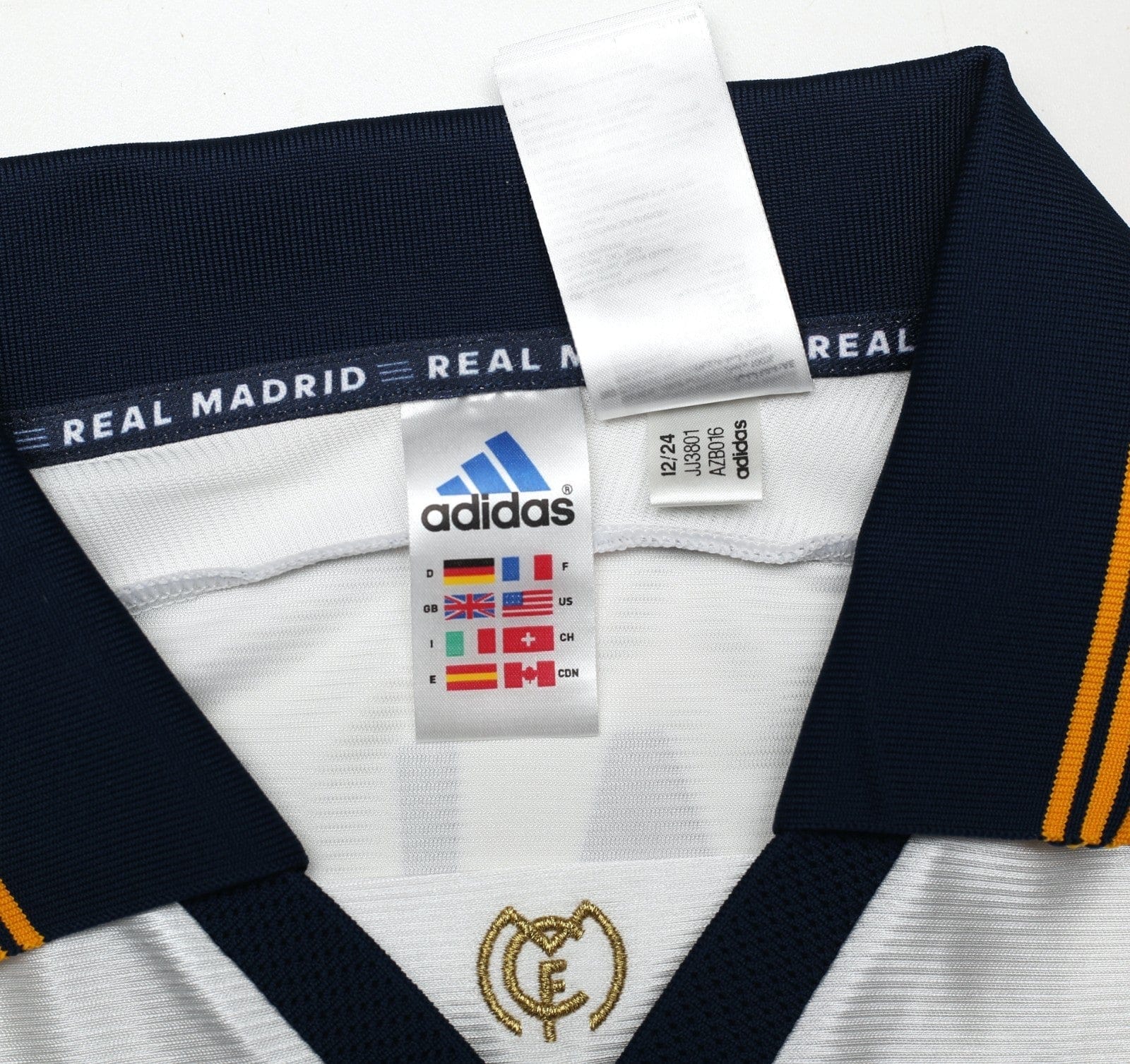 1998/00 RAUL #7 Real Madrid Vintage Retro adidas Home Football Shirt (M)