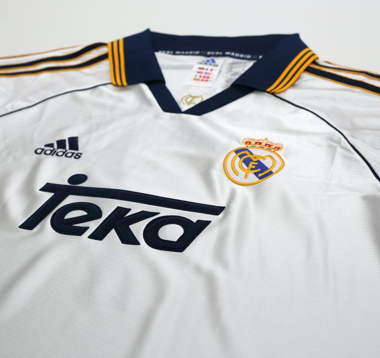1998/00 RAUL #7 Real Madrid Vintage Retro adidas Home Football Shirt (M)