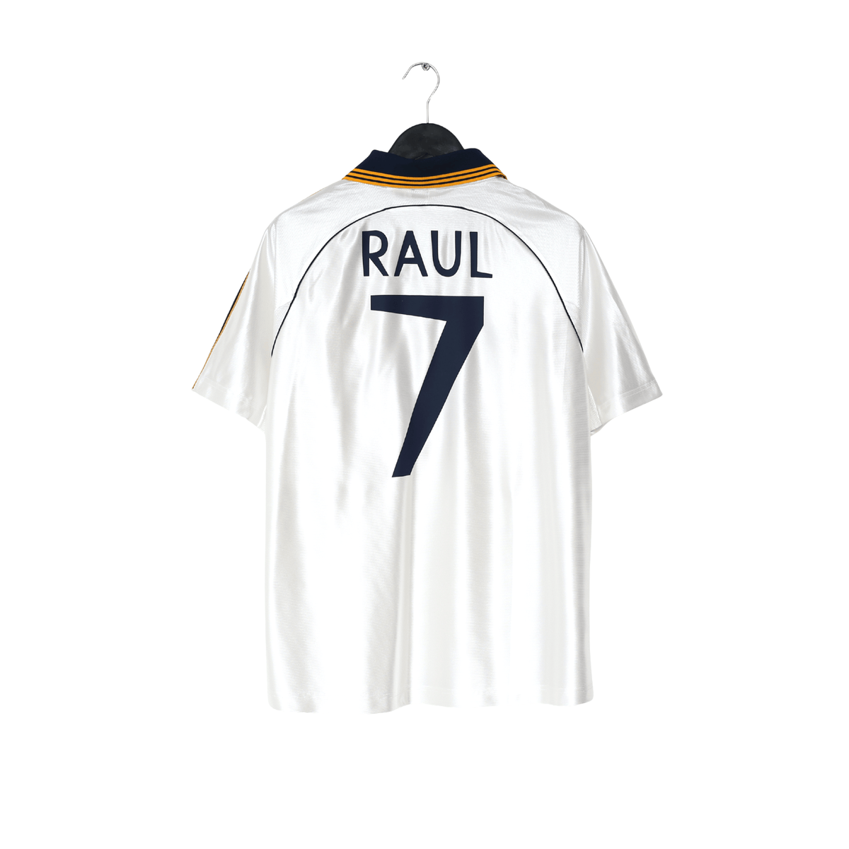1998/00 RAUL #7 Real Madrid Vintage Retro adidas Home Football Shirt (M)
