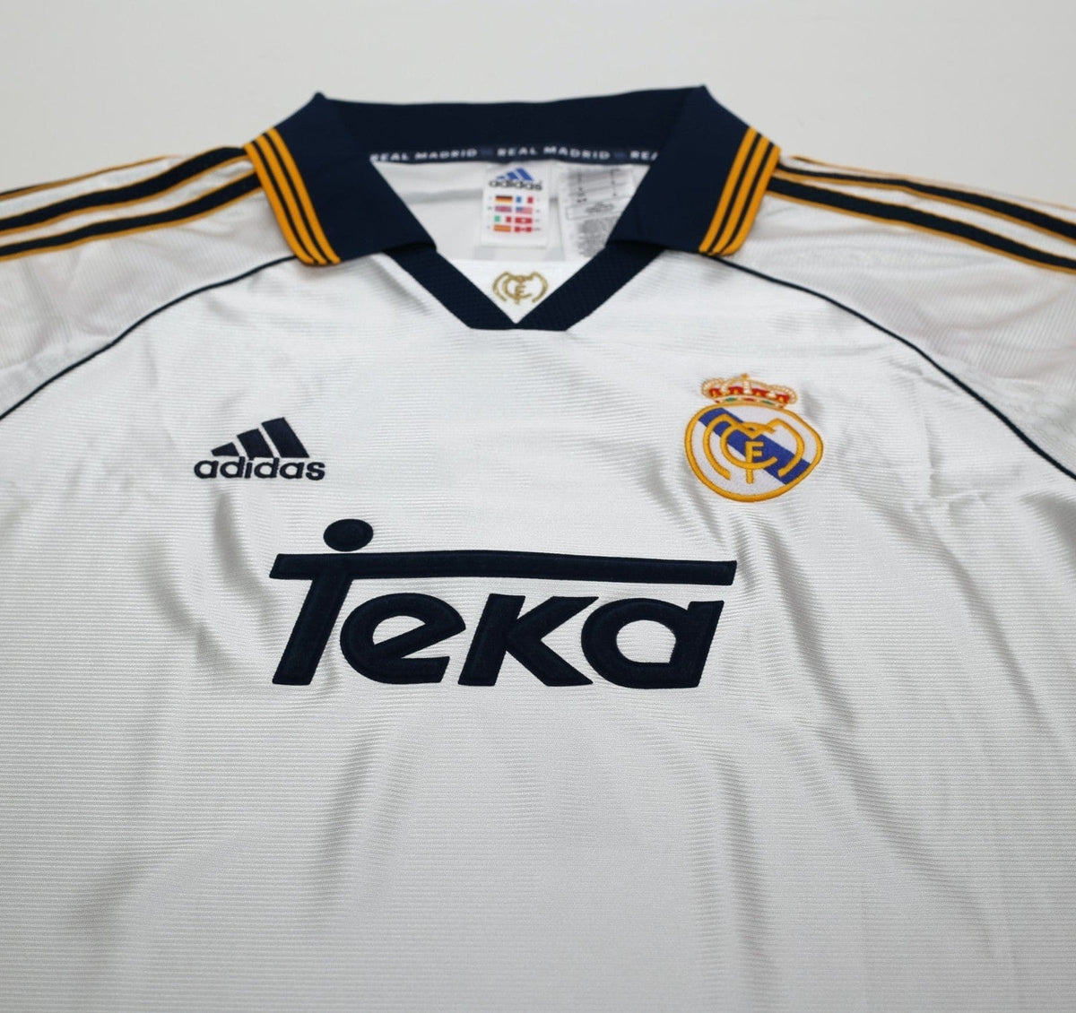 1998/00 RAUL #7 Real Madrid Vintage Retro adidas Home Football Shirt (M)