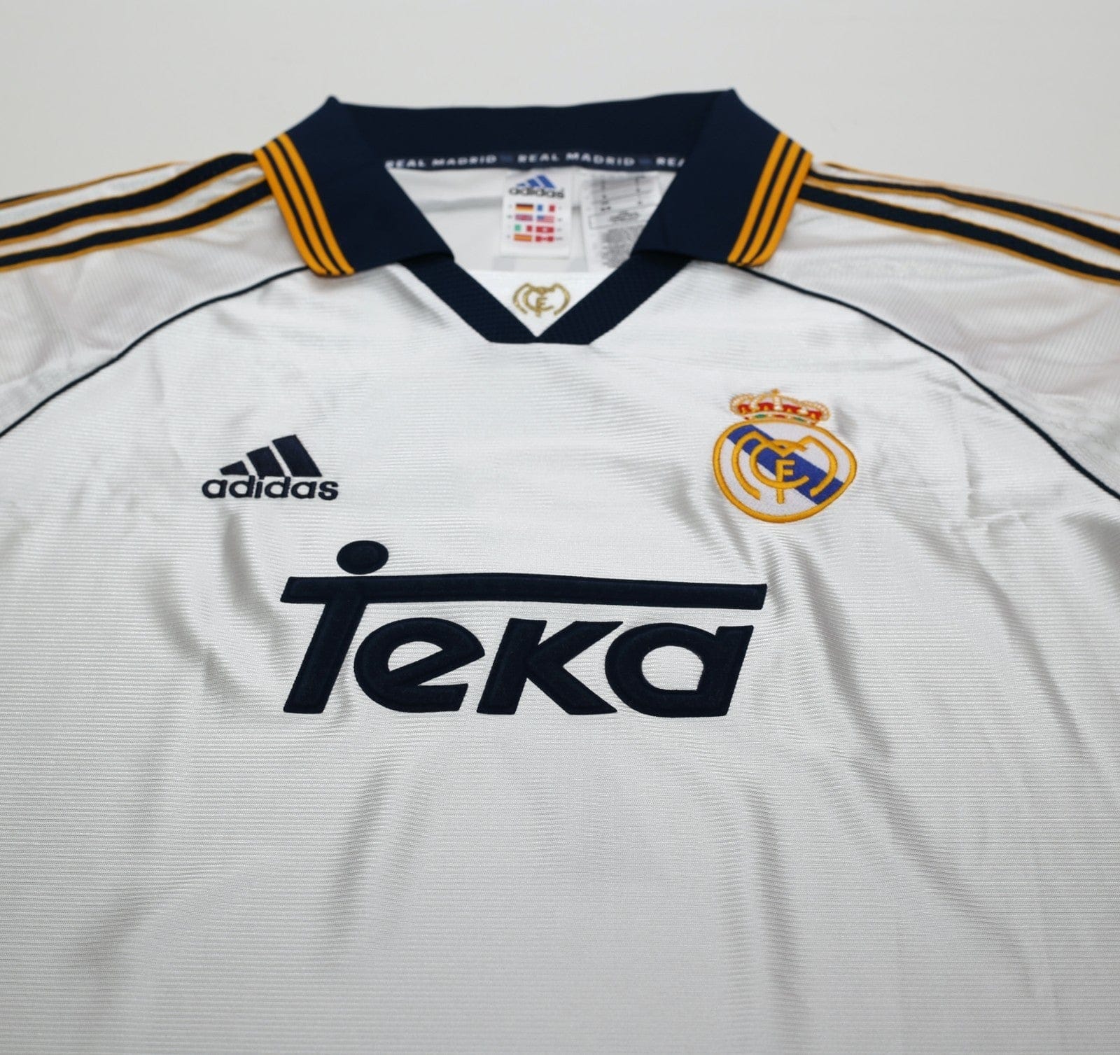 1998/00 RAUL #7 Real Madrid Vintage Retro adidas Home Football Shirt (M)
