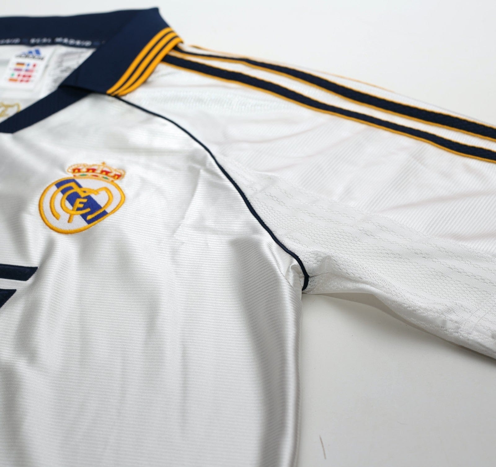 1998/00 RAUL #7 Real Madrid Vintage Retro adidas Home Football Shirt (M)