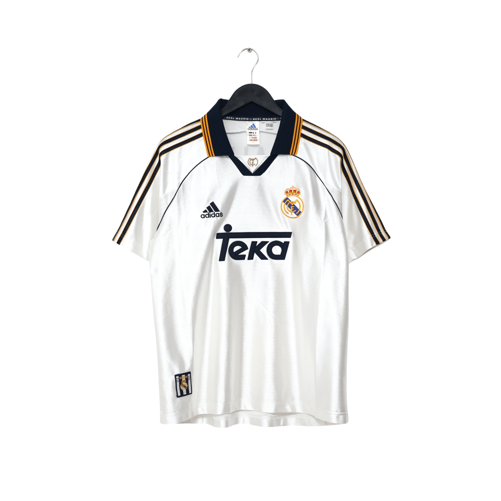 1998/00 Raul #7 Real Madrid Vintage Retro adidas Home Football Shirt (M)