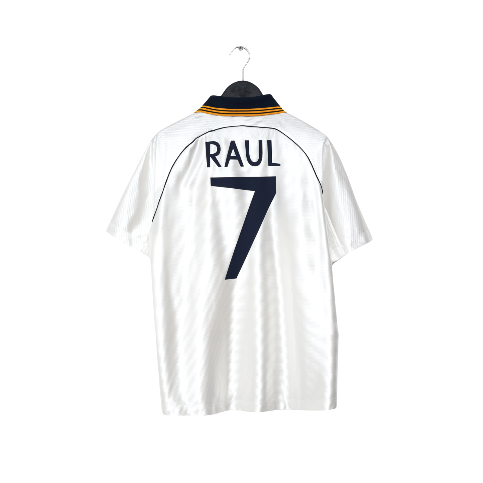 1998/00 Raul #7 Real Madrid Vintage Retro adidas Home Football Shirt (M)
