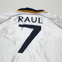 1998/00 Raul #7 Real Madrid Vintage Retro adidas Home Football Shirt (XXL)