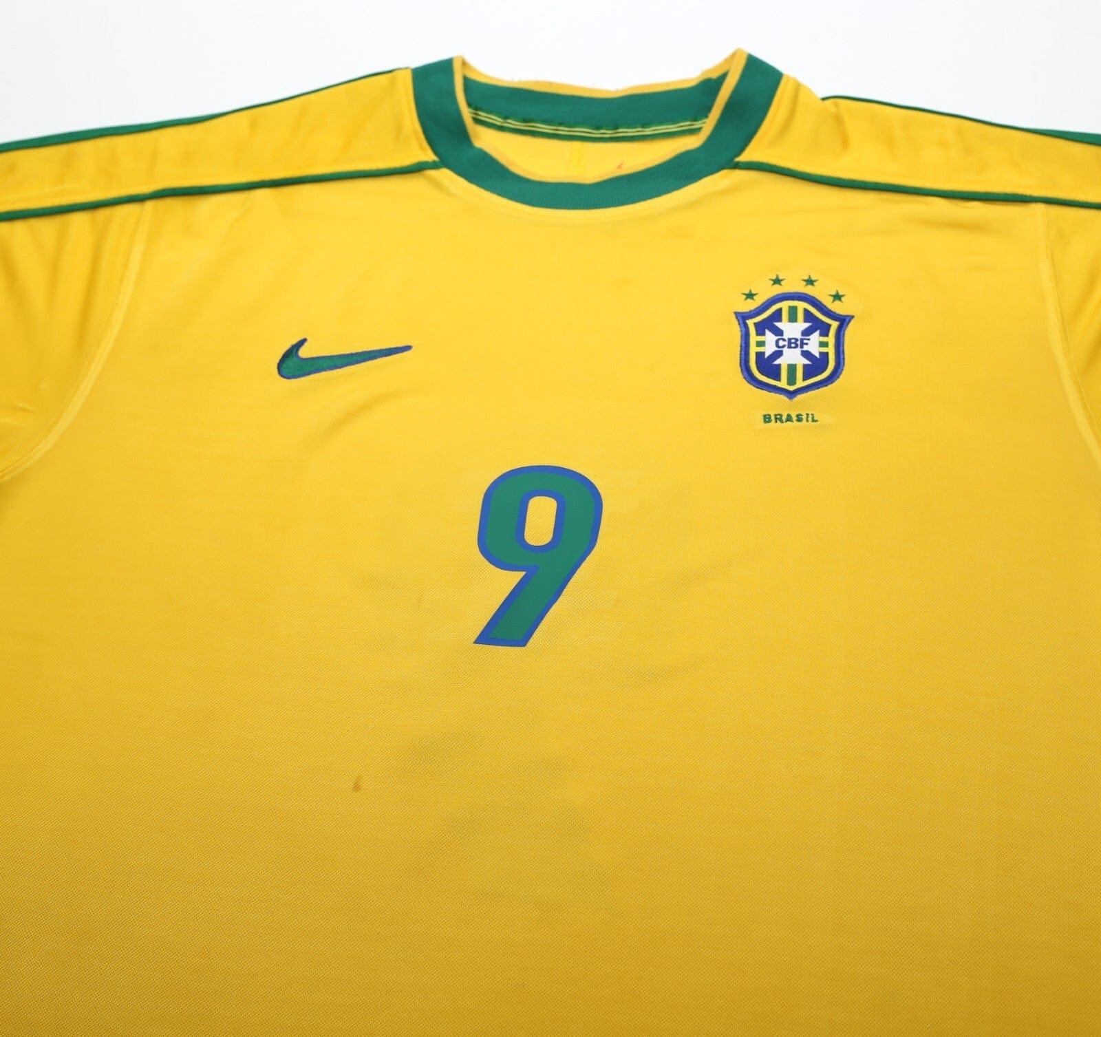 1998/00 RONALDO #9 Brazil Vintage Nike WC 98 Home Football Shirt (M)