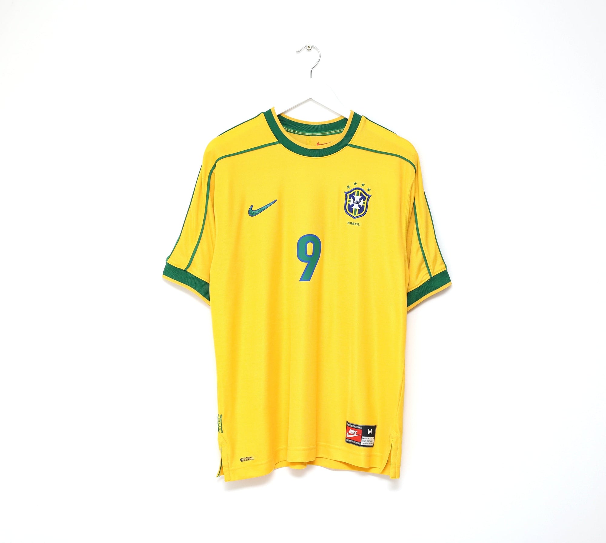 1998/00 RONALDO #9 Brazil Vintage Nike WC 98 Home Football Shirt (M)