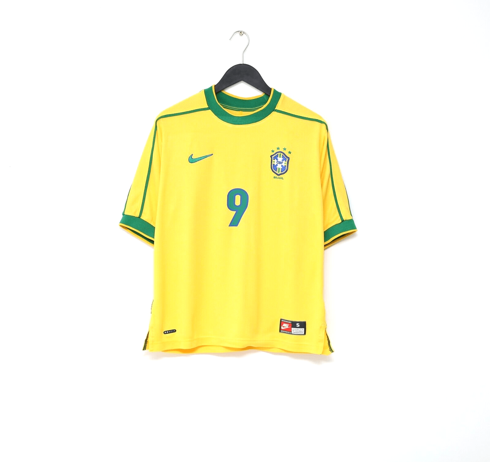 1998/00 RONALDO #9 Brazil Vintage Nike WC 98 Home Football Shirt (S)