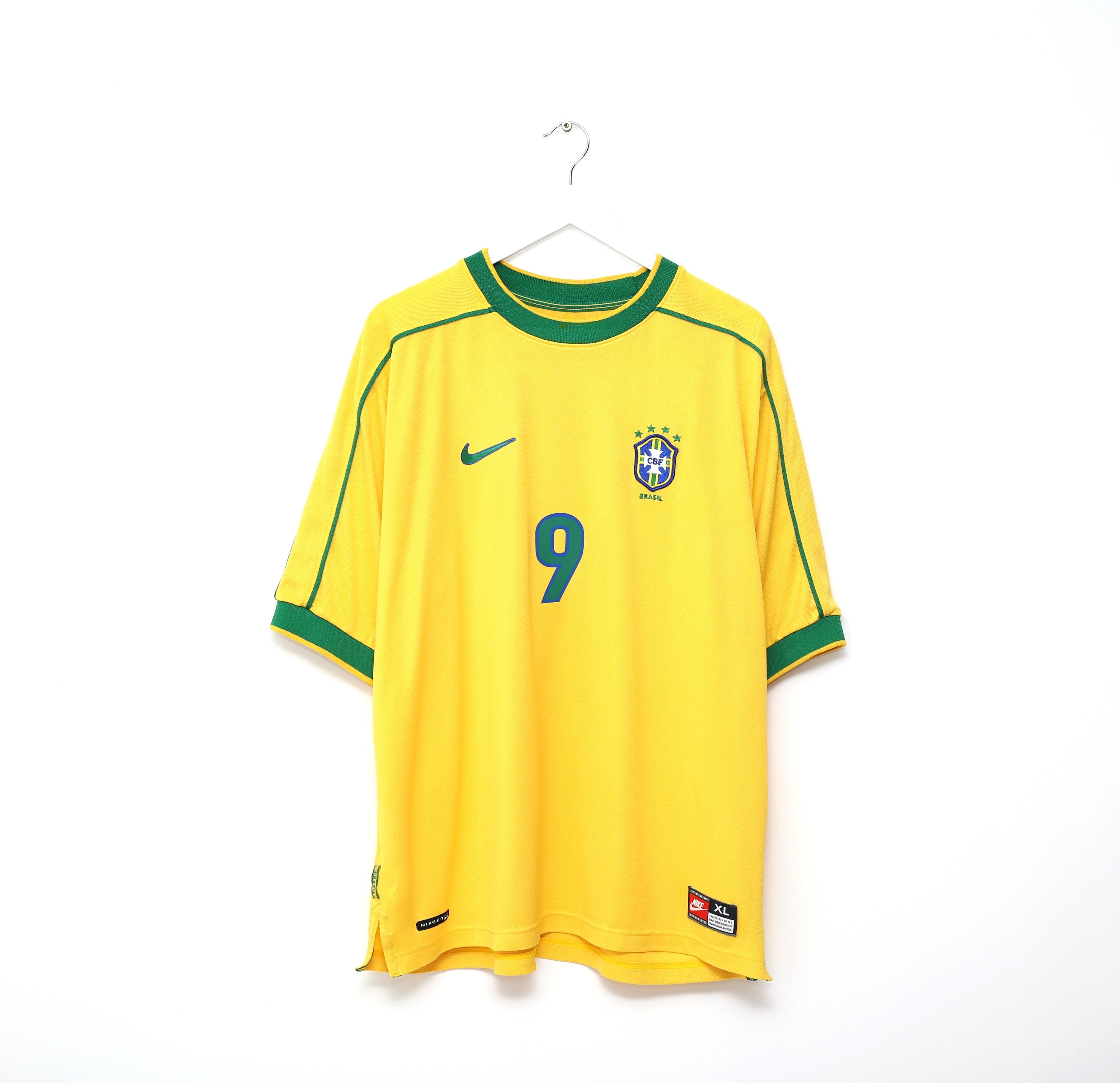 Nike Brazil jersey 9 Ronaldo el fenomene World cup 1998 98 Away men's  S/M/L/XL/XXL football shirt buy & order cheap online shop -   retro, vintage & old football shirts & jersey