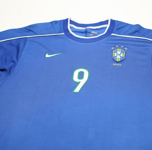 1998/00 RONALDO #9 Brazil Vintage Nike WC France 98 Away Football Shirt (M)