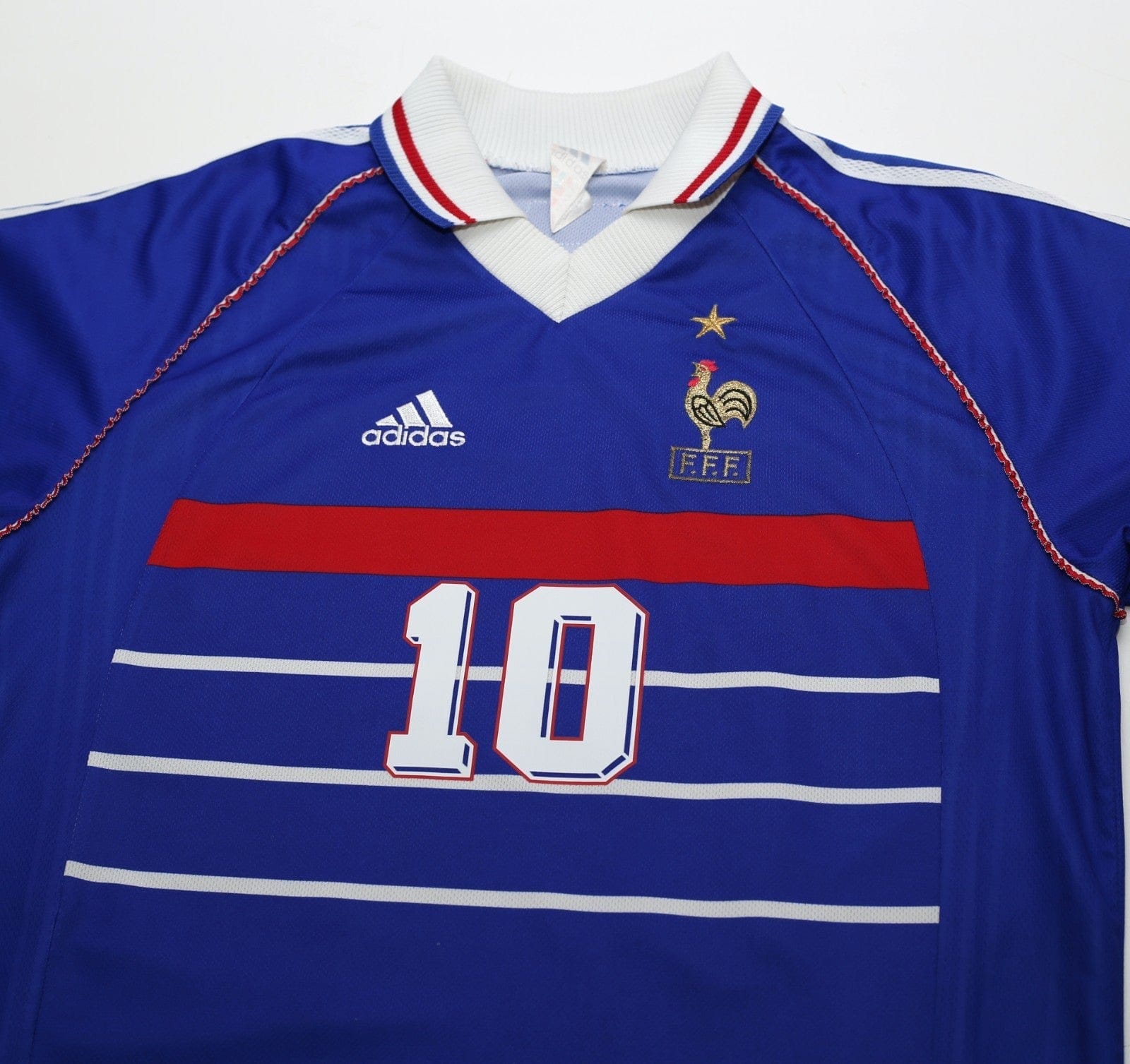 1998/00 ZIDANE #10 France Vintage adidas Home Football Shirt (M) World Cup 98